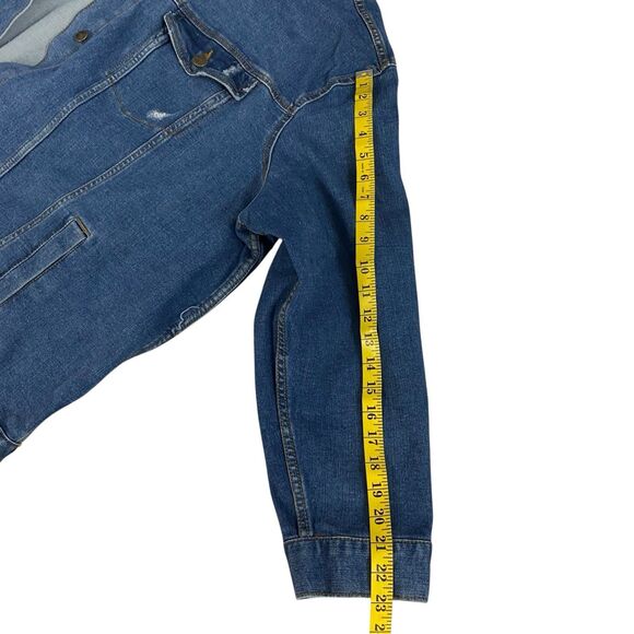 Upcycled Denim Jacket Womens 3X Margaritaville Grunge Patchwork Folk Art Boho - Picture 4 of 15